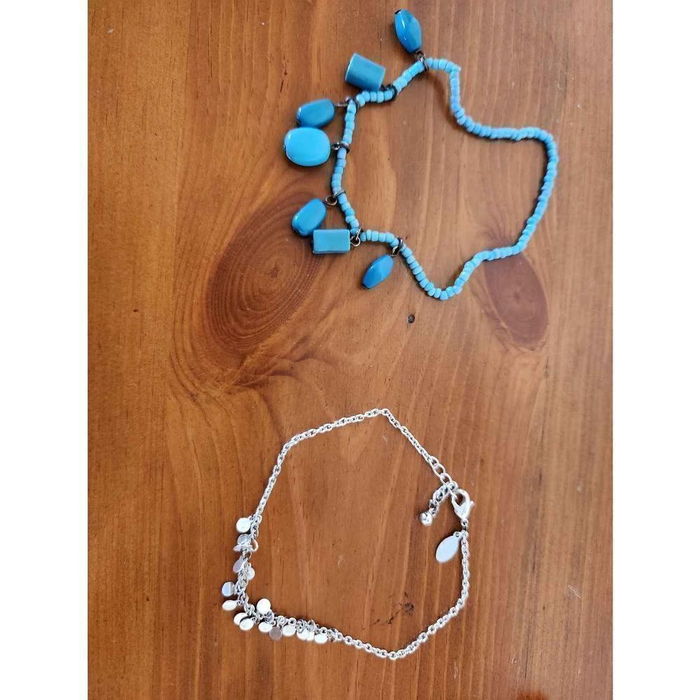 Panama Jack silver chain dangle bracelet & slip on faux turquoise rock bead